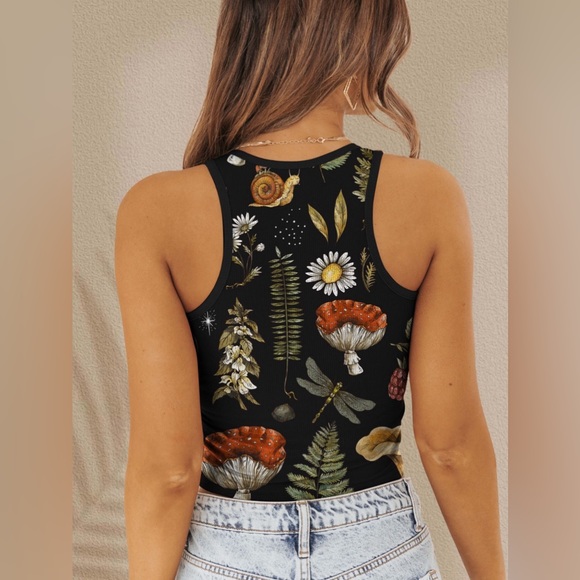 Printed Round Neck Wide Strap Tank - Picture 2 of 3